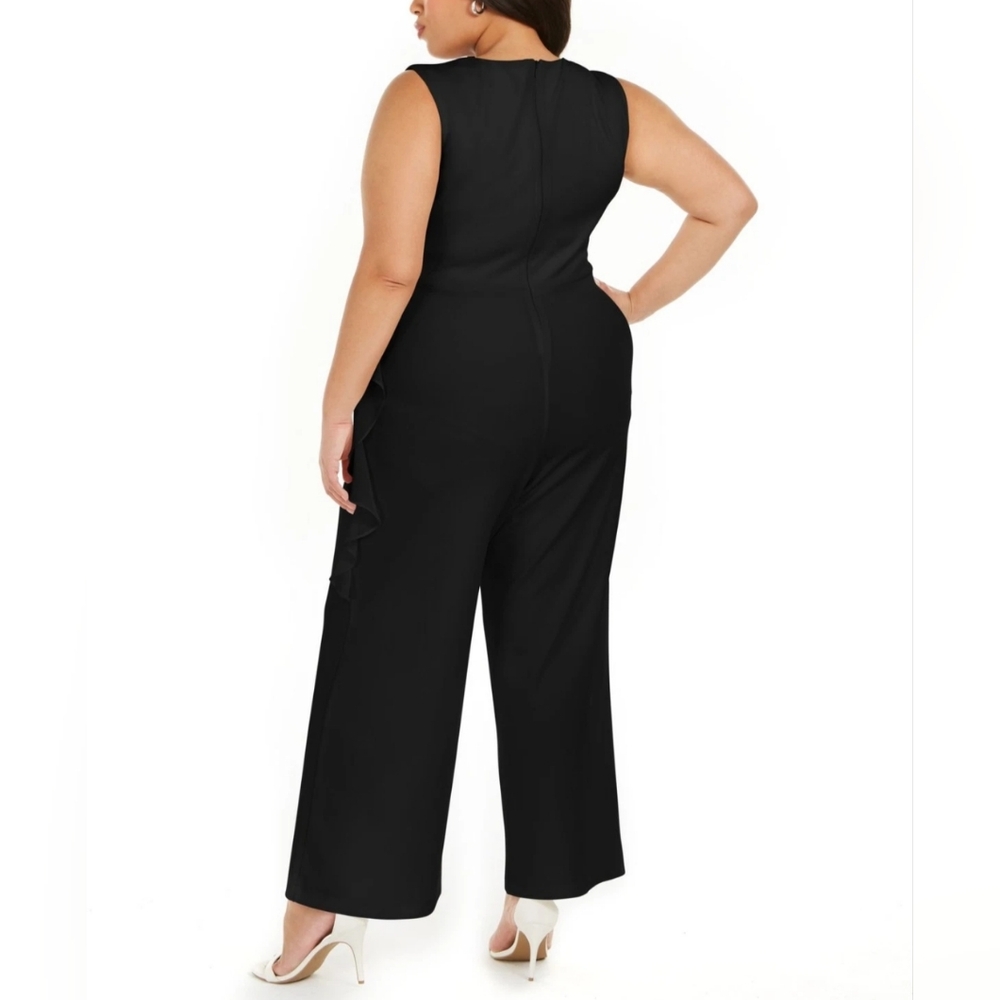 NWT Connected Apparel V Neck Ruffle Sleeveless Jumpsuit Size 20W - Picture 2 of 3